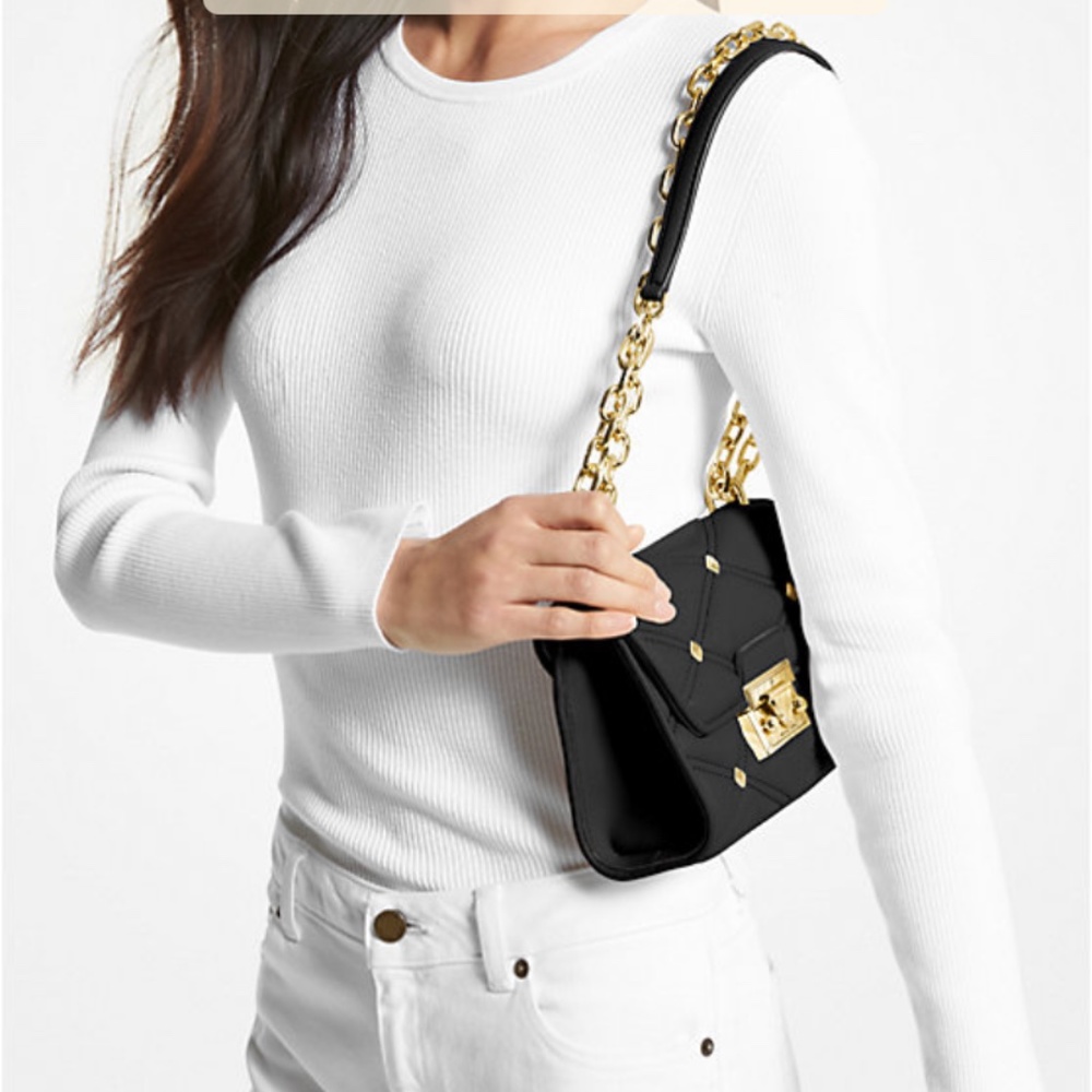 New Michael Kors Serena Small Studded Black Crossbody Bag - Picture 3 of 3
